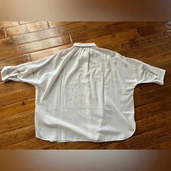 Weekend Max Mara Shirt Button Down Striped White and Light Pink Size 10 - Picture 14 of 15